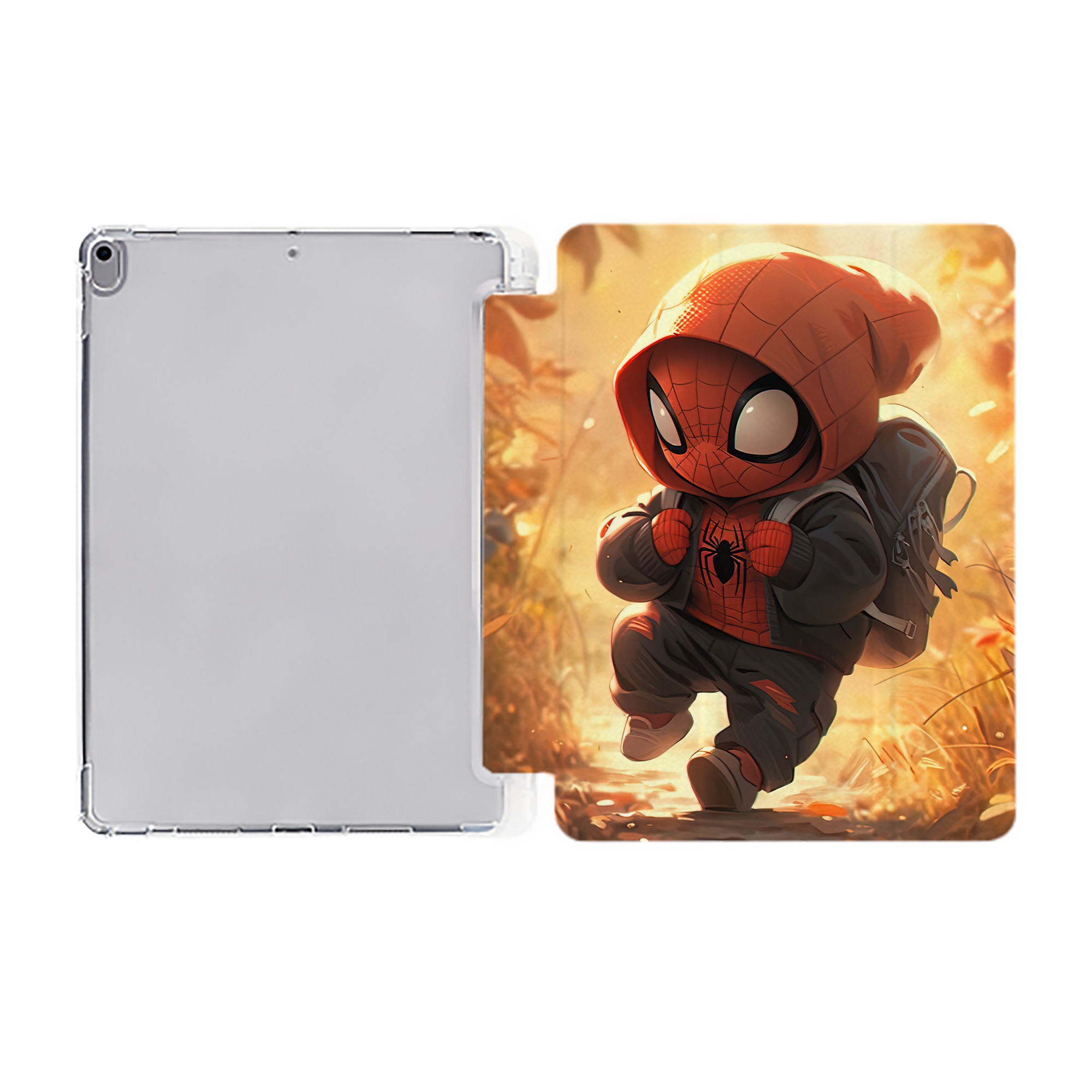 （画像用） Spider Man スパイダーマン IPad ケース ペン収納付き 三つ折りスタンド PUレザー×シリコン 対応機種9.5/10.5/10.9インチ